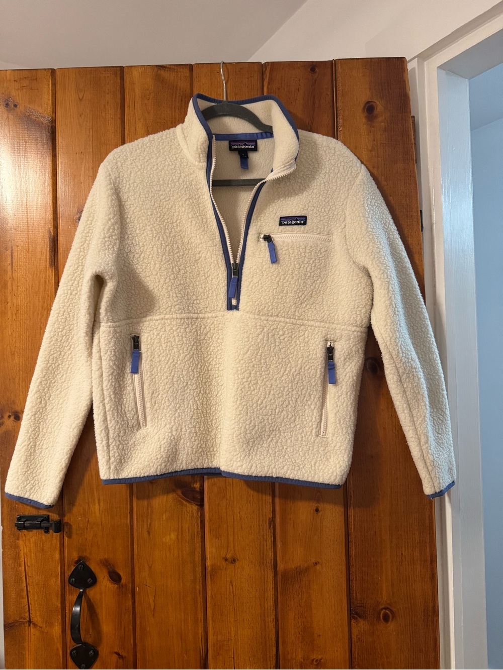 Patagonia retro pile Fleece Half-Zip Jacket with Blue Trim
